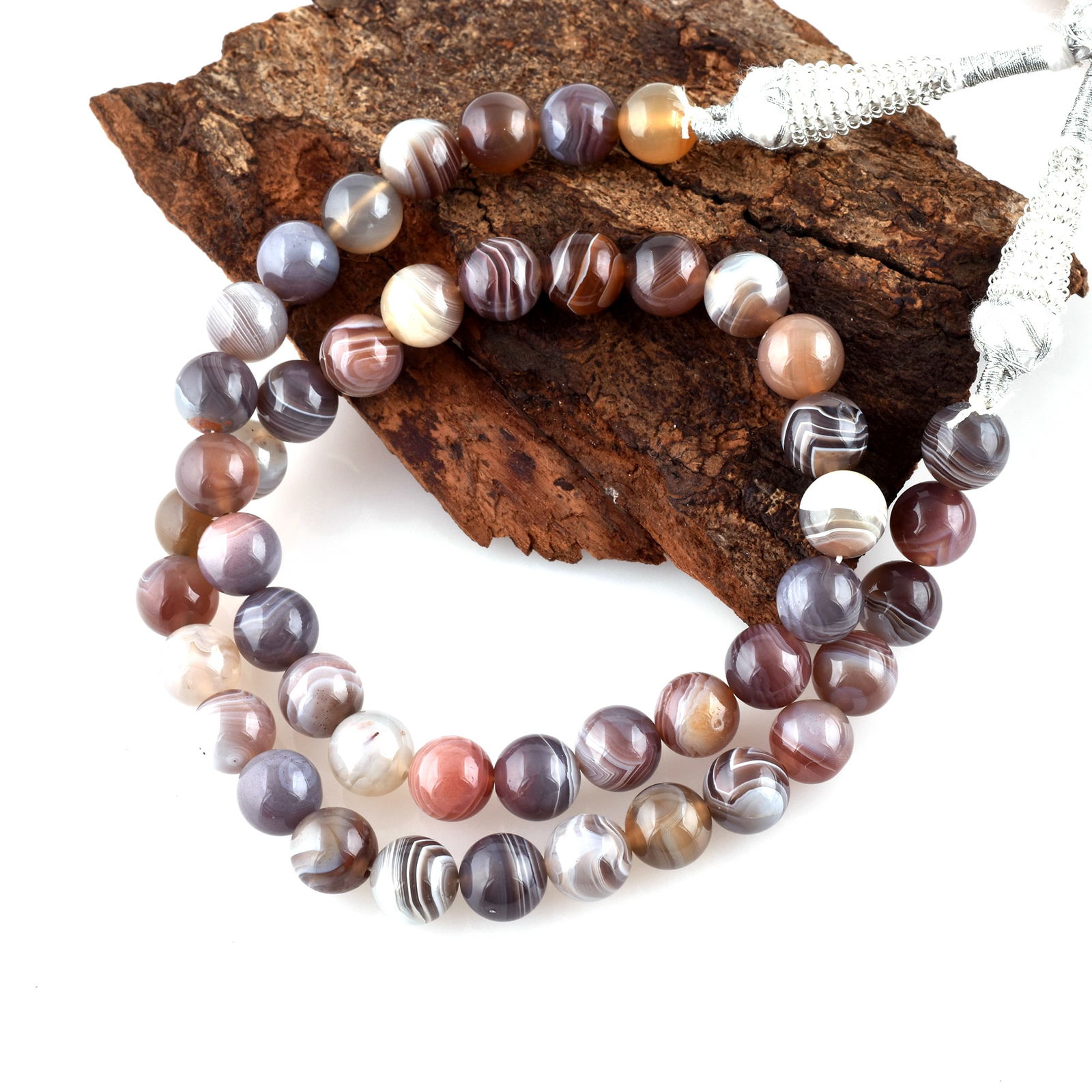 Natural Persian Gulf Agate Necklace 8 MM Round Smooth Beads Gemstone (1 of 5)