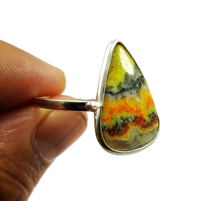 BUMBLE BEE JASPER 925 STERLING SILVER RING (1 of 2)