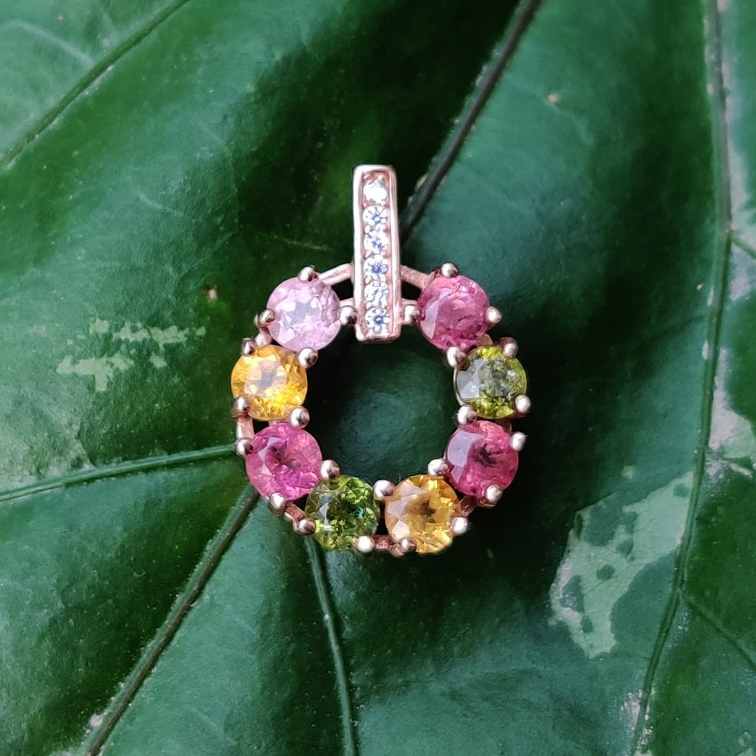 Natural Multi Tourmaline 925 Sterling Silver Pendant (1 of 5)