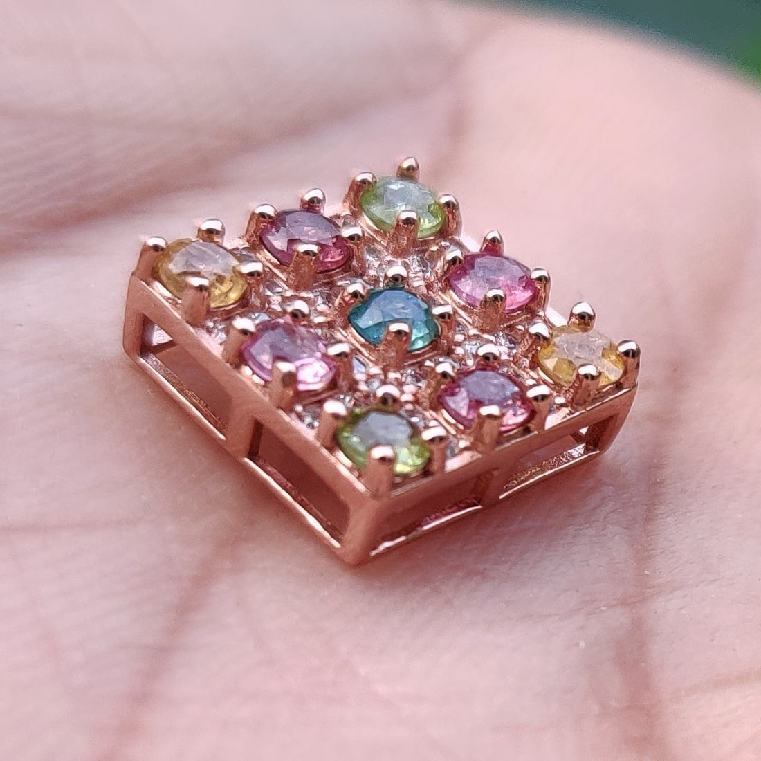 Natural Multi Tourmaline 925 Sterling Silver Pendant (1 of 5)