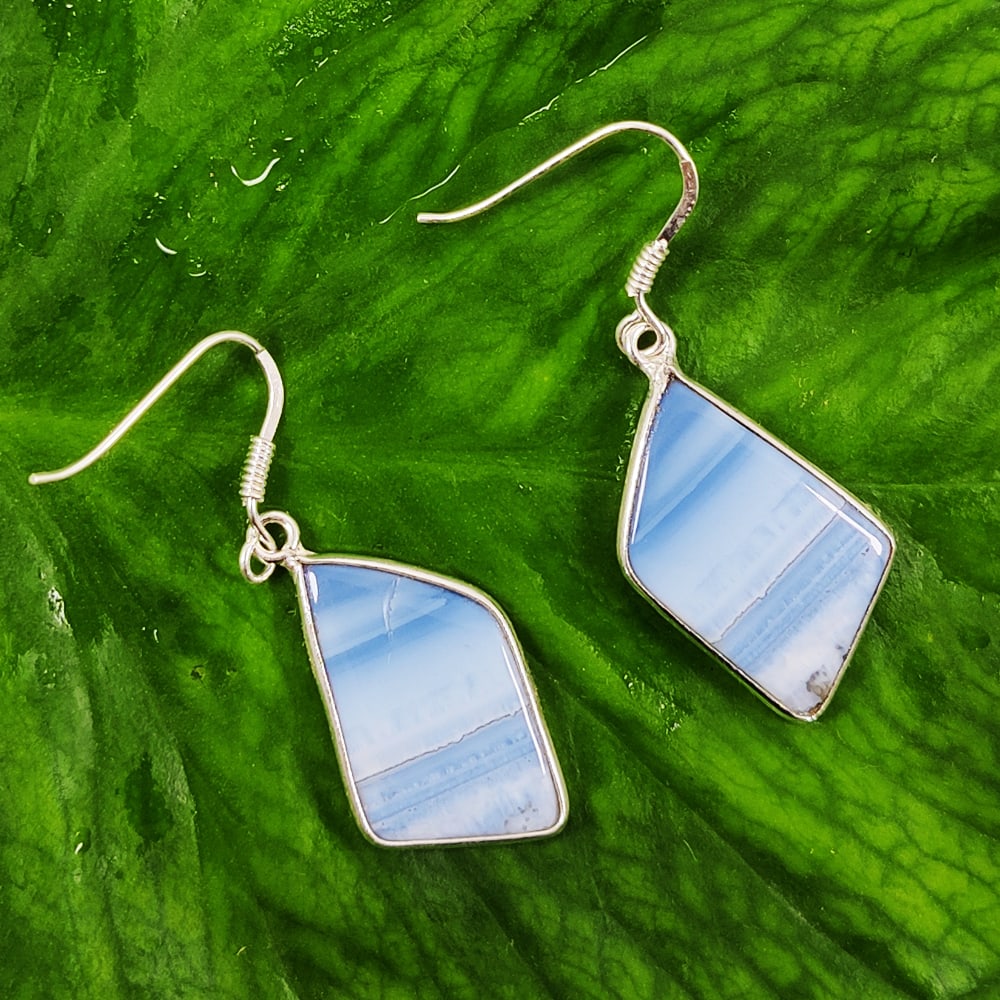 BLUE LACE AGATE 92.5 STERLING SILVER EARRING (1 of 2)