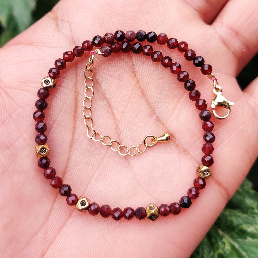 Natural Garnet Micro Faceted Beads Bracelet (1 of 5)