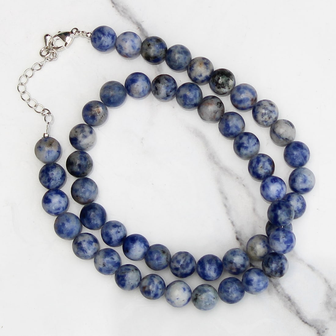 Natural White Spot Sodalite 8 MM Round Smooth Beads Necklace (1 of 6)