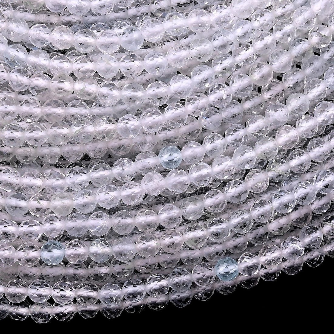 Natural White Topaz Gemstone 4 mm Round Micro Faceted Beads 10 Strand (1 of 5)