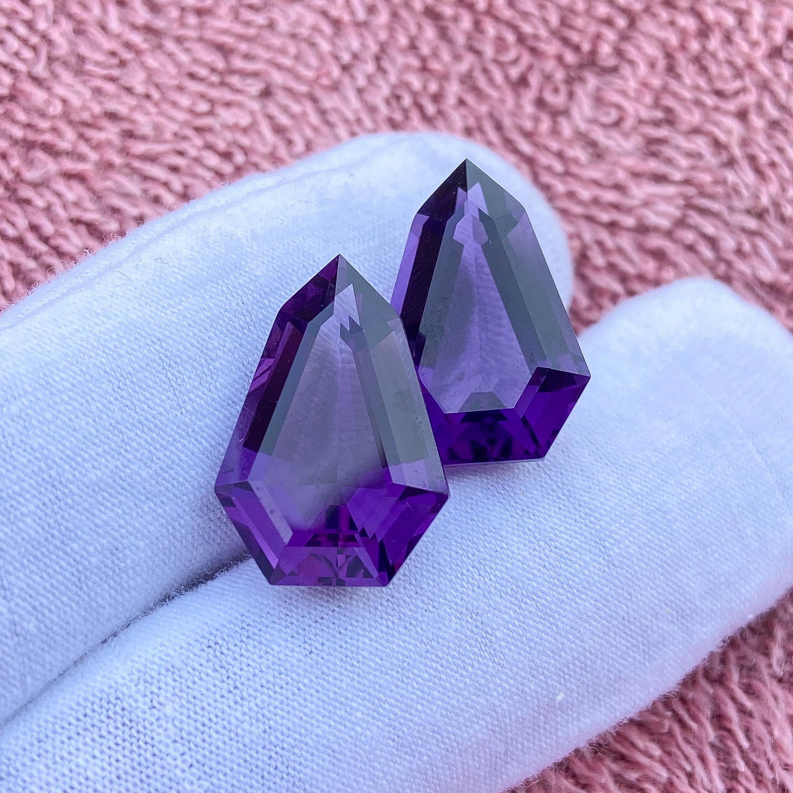 Natural Amethyst Fancy Faceted Cut 30.4 Cts. Gemstone Pair (1 of 2)