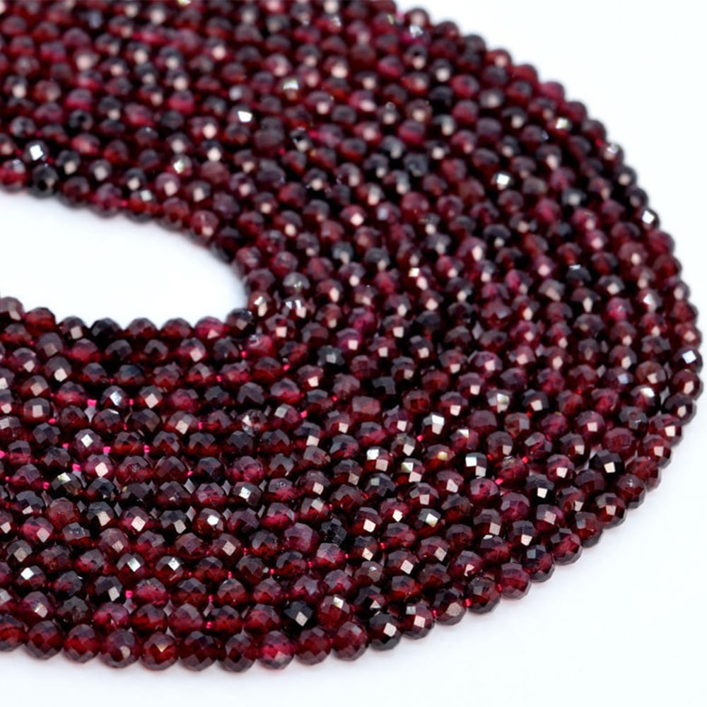 Natural Red Garnet Gemstone 3 mm Round Micro Faceted Beads 10 Strand: Natural Red Garnet Gemstone 3 mm Round Micro Faceted Beads 10 Strand Product Type : Loose Beads Strand Gemstone : Red Garnet Beads Shape : Round Micro Faceted Beads Size : 3 mm Quantity :