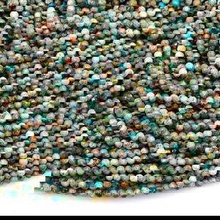 Natural African Turquoise Gemstone 3 mm Round Micro Faceted Beads 10 Strand: Natural African Turquoise Gemstone 3 mm Round Micro Faceted Beads 10 Strand Product Type : Loose Beads Strand Gemstone : African Turquoise Beads Shape : Round Micro Faceted Beads Size : 3 mm Q