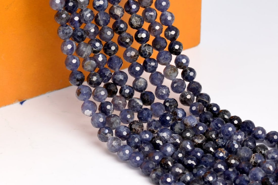 Natural Iolite Gemstone 3 MM Round Faceted Cut Beads 5 Strand (1 of 3)