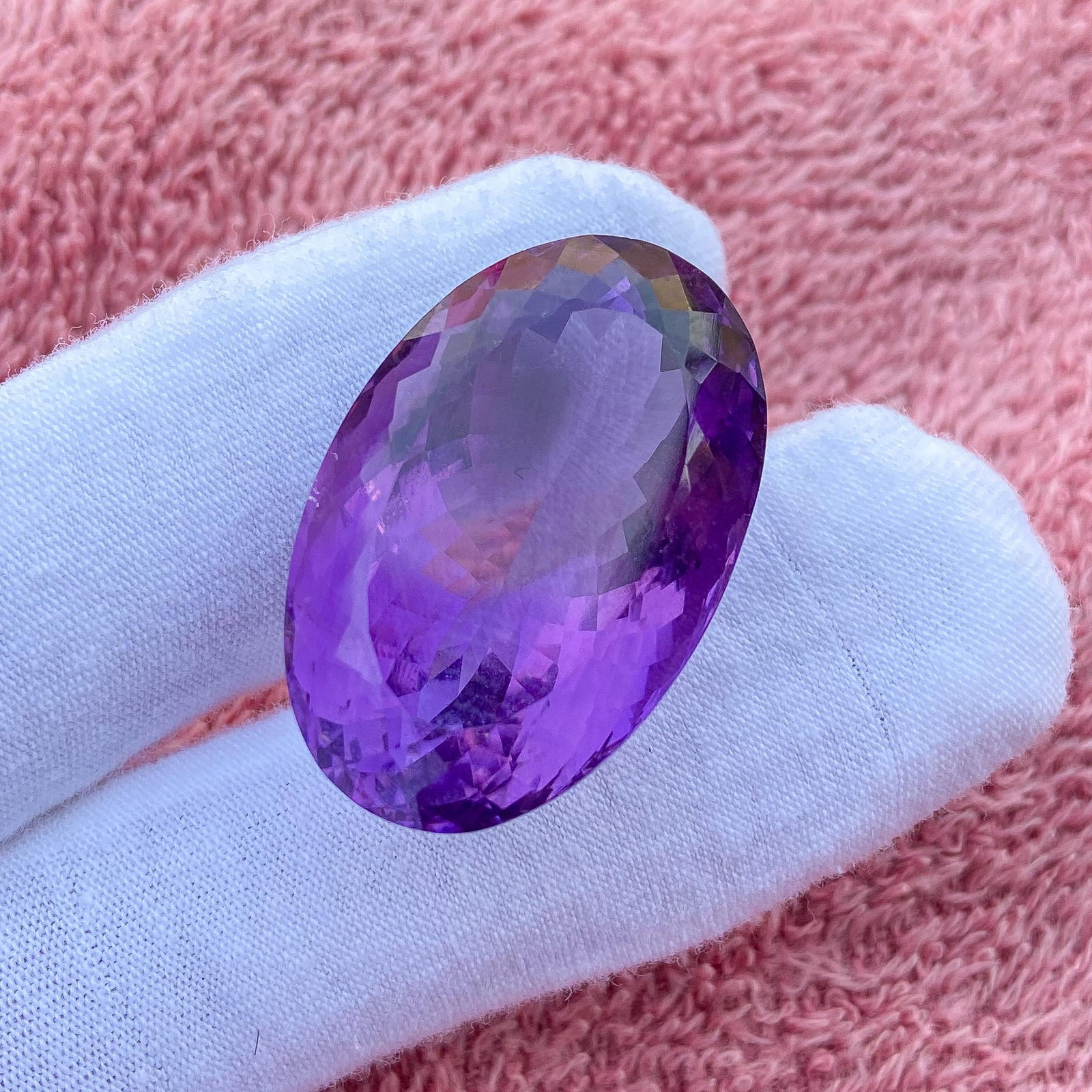 Natural Amethyst Oval Faceted Cut 62.05 Cts. Gemstone: Natural Amethyst Oval Faceted Cut 62.05 Cts. Gemstone Gemstone : Amethyst Shape : Oval Size : 31X20X15.5 MM Color : Purple Type : Faceted Cut Quantity : 1 Pieces Weight : </