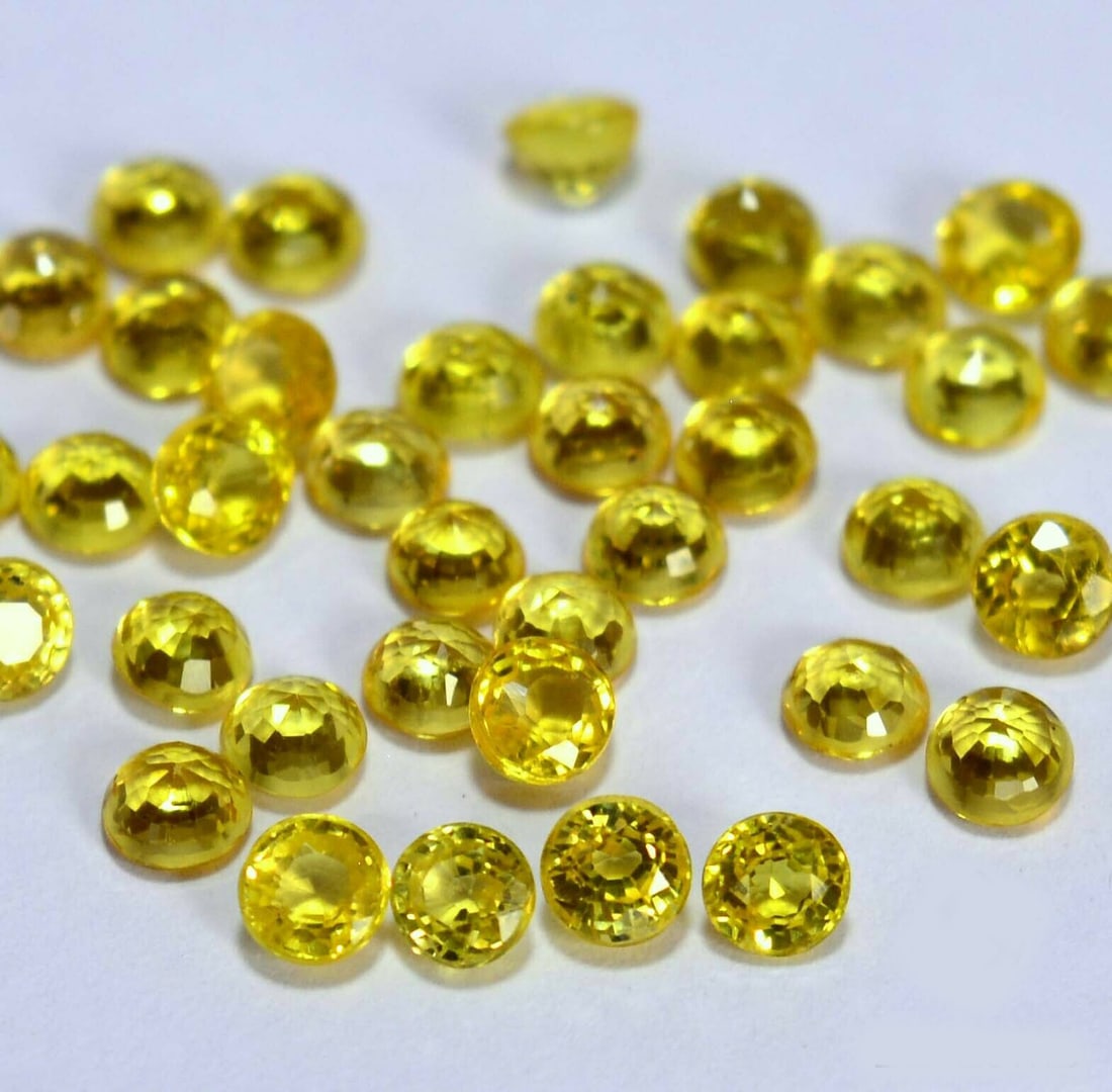 Yellow Sapphire 2.00 MM Round Diamond Cut 200 Pieces (1 of 5)