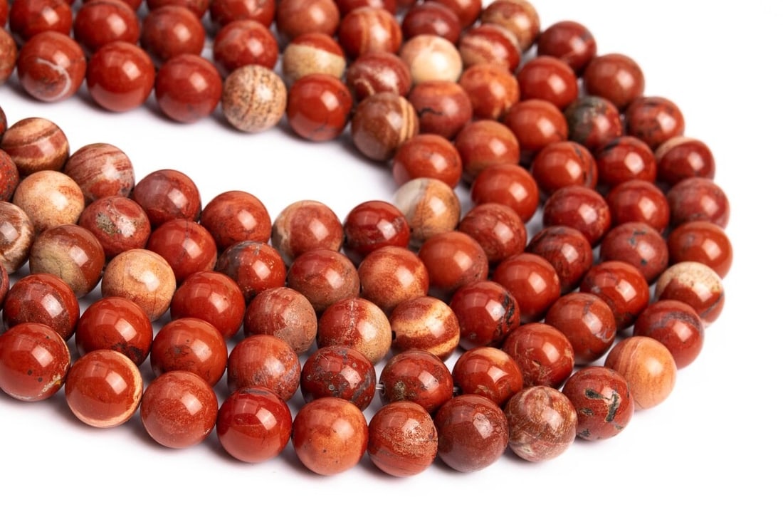 Natural Red Jasper Gemstone 8 mm Round Smooth Plain Beads 10 Strand (1 of 6)