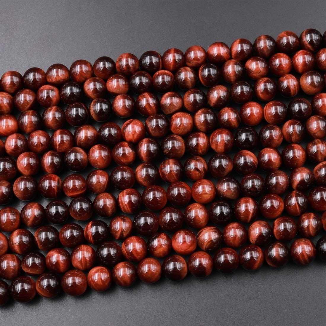 Natural Red Tiger's Eye Gemstone 10 mm Round Smooth Plain Beads 10 Strand (1 of 6)