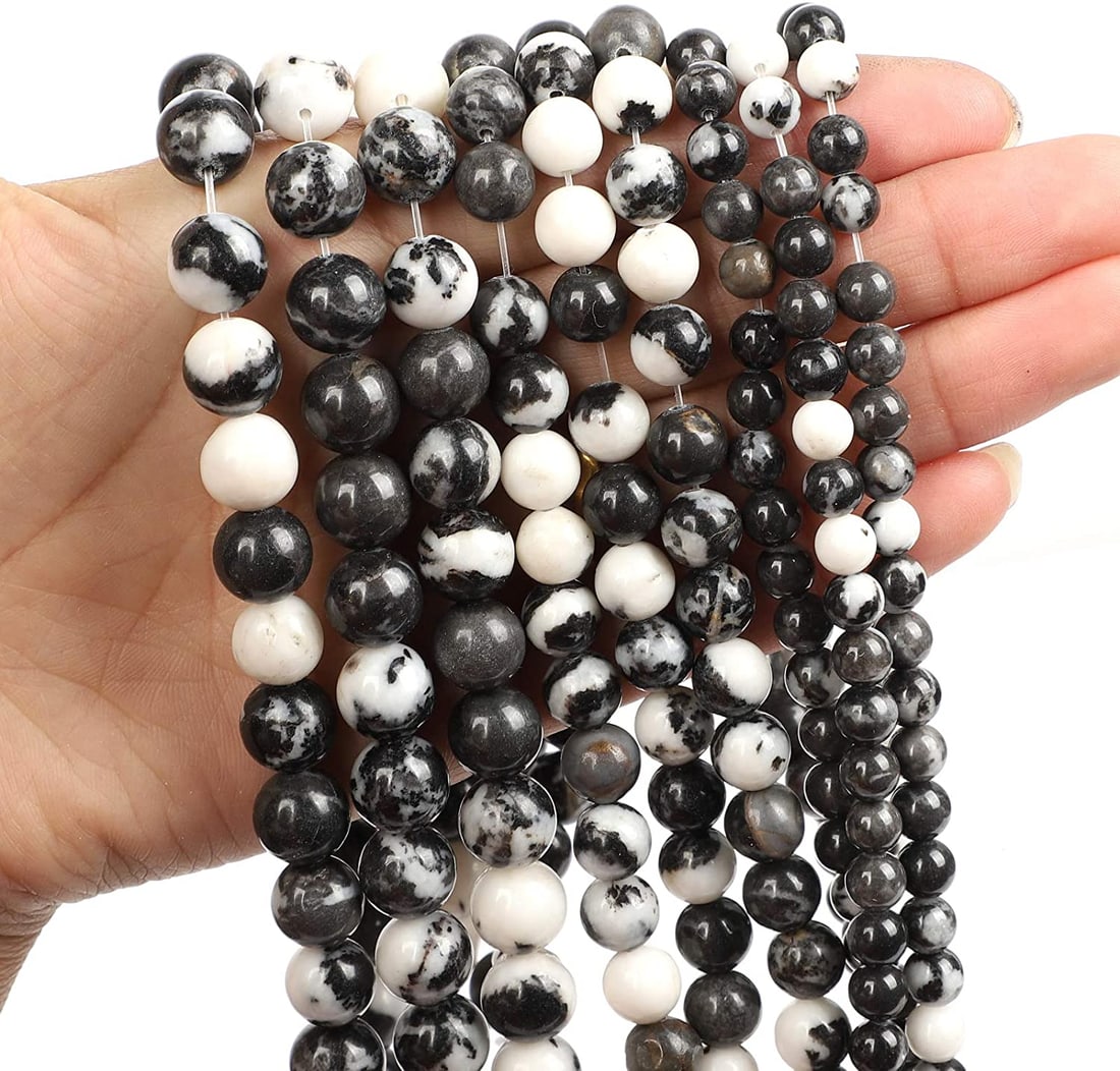 Natural Black Zebra Jasper Gemstone 6 mm Round Smooth Plain Beads 10 Strand (1 of 4)