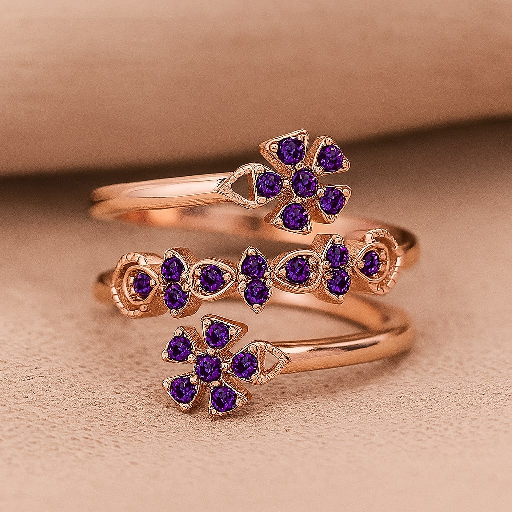 Floral Majesty in Amethyst - Fine 14K Rose Gold Ring (1 of 7)
