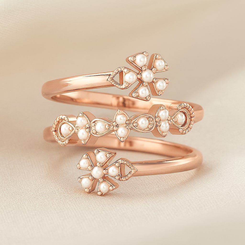 Floral Majesty in Pearl - Fine 14K Rose Gold Ring (1 of 7)