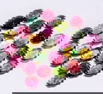 Multi Tourmaline 7 MM Round Cabochon 15 Pieces: Natural Multi Tourmaline 7 MM Round Cabochon 15 Pieces Gemstone : Multi Tourmaline Shape : Round Size : 7 MM Color : Multi Color Type : Cabochon Quantity : 15 Pieces Weight