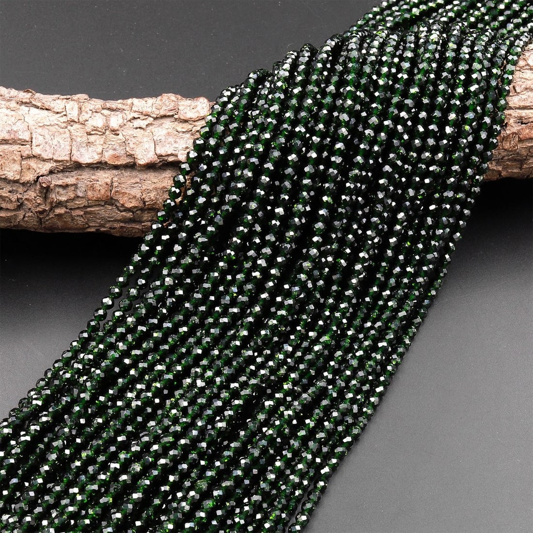 Natural Green Goldstone Sandstone Gemstone 4 mm Round Micro Faceted Beads 10 Strand (1 of 5)