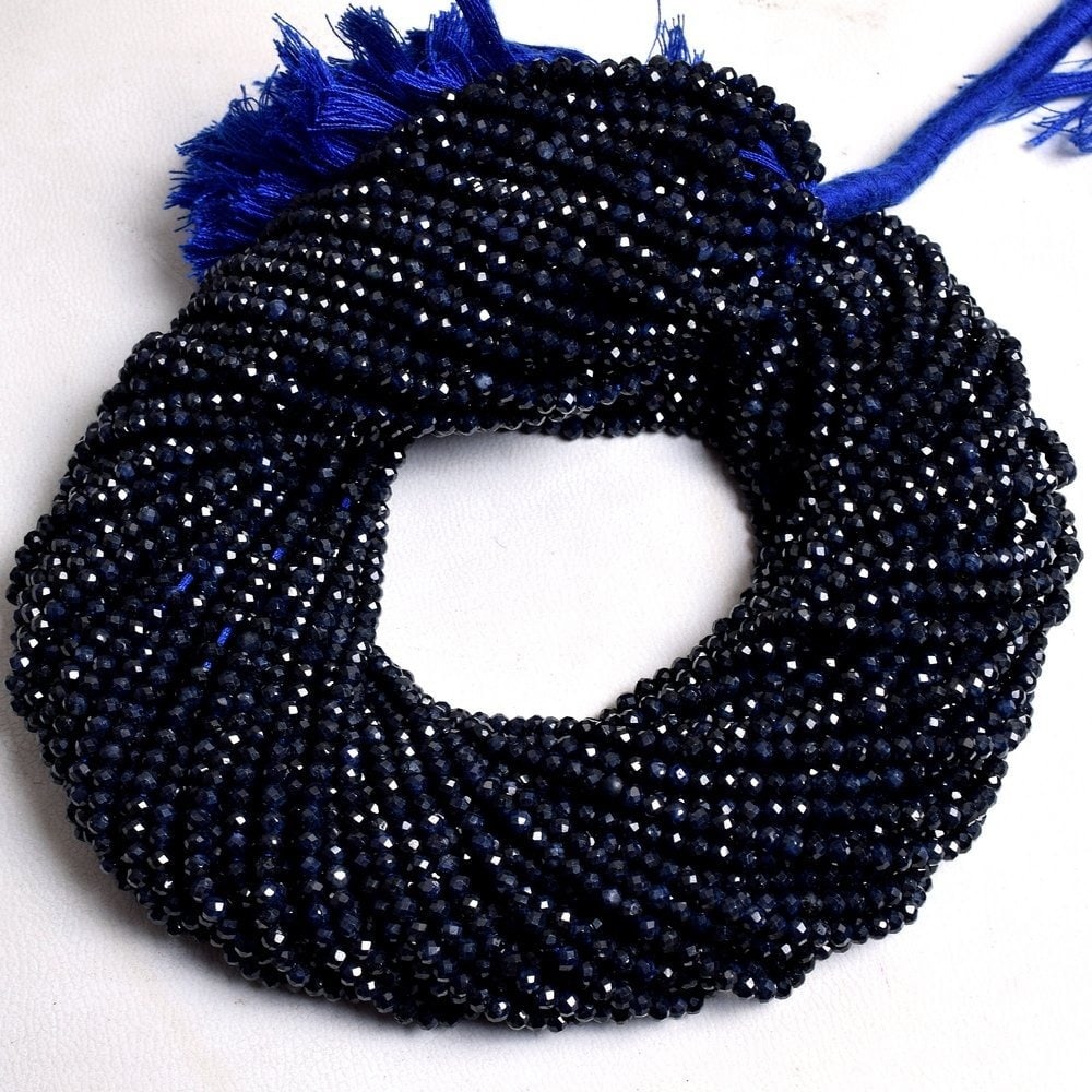 Natural Blue Sapphire Gemstone 3 mm Round Micro Faceted Beads 10 Strand: Natural Blue Sapphire Gemstone 3 mm Round Micro Faceted Beads 10 Strand Product Type : Loose Beads Strand Gemstone : Blue Sapphire Beads Shape : Round Micro Faceted Beads Size : 3 mm Quantity