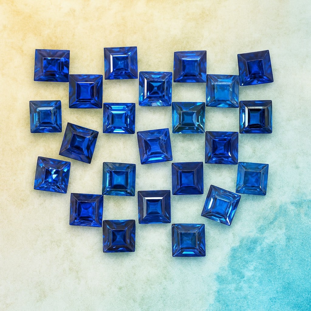 Blue Sapphire 4x4 MM Square Faceted Cut 25 Pieces (1 of 4)