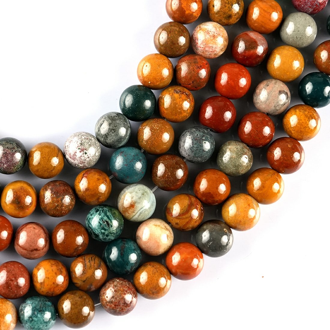 Natural Ocean Agate Gemstone 8 MM Round Smooth Beads 10 Strand (1 of 6)