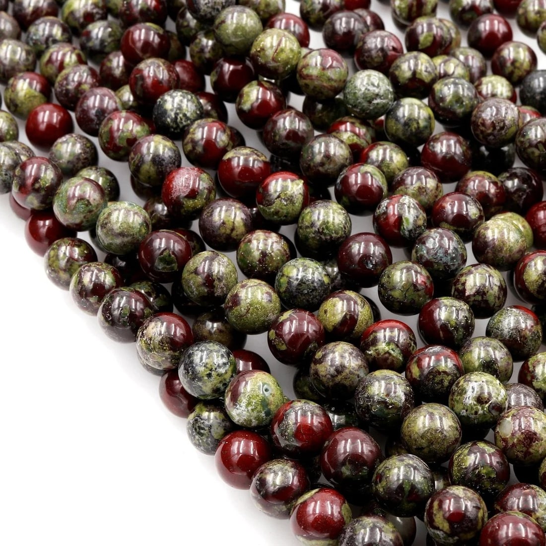 Natural Dragon Blood Jasper Gemstone 10 mm Round Smooth Plain Beads 10 Strand (1 of 9)