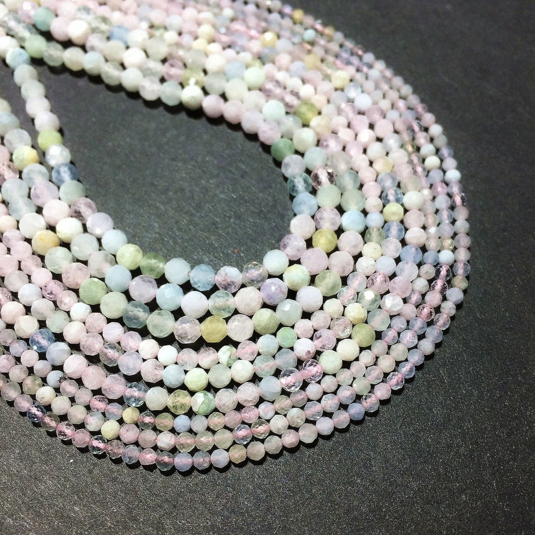 Natural Multi Color Morganite Gemstone 4 mm Round Micro Faceted Beads 10 Strand (1 of 7)