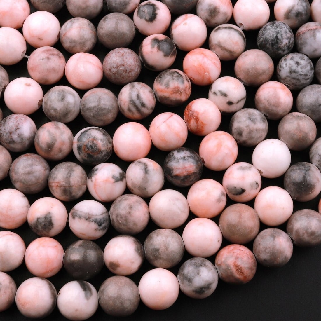 Natural Pink Zebra Jasper Gemstone 10 mm Round Smooth Plain Beads 10 Strand (1 of 7)