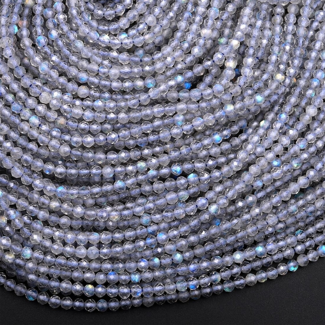 Natural Labradorite Gemstone 2 mm Round Micro Faceted Beads 10 Strand (1 of 6)
