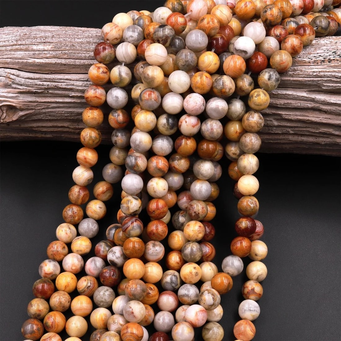 Natural Crazy Lace Agate Gemstone 8 mm Round Smooth Plain Beads 10 Strand (1 of 6)