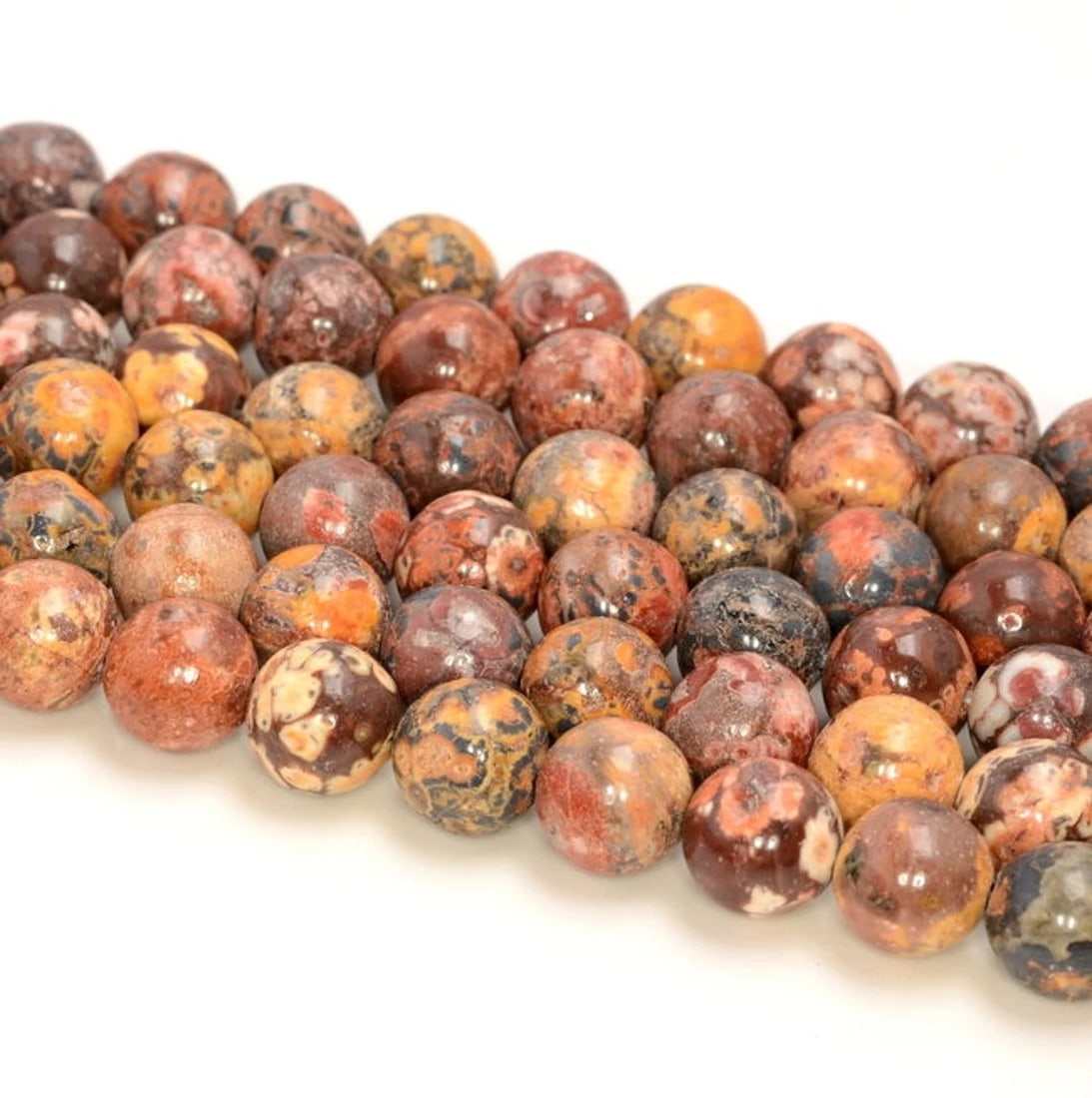 Natural Leopard Skin Jasper Gemstone 10 mm Round Smooth Plain Beads 10 Strand (1 of 4)