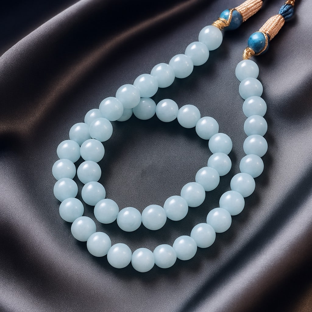 Natural Aquamarine Necklace 8 MM Round Smooth Beads Gemstone: NATURAL AQUAMARINE GEMSTONE 8 MM ROUND SMOOTH BEADS ADJUSTABLE NECKLACE PRODUCT TYPE : NECKLACE MAIN STONE : AQUAMARINE MAIN STONE SHAPE : ROUND MAIN STONE SIZE : 8 MM BEADS TYPE : SMOOTH BE
