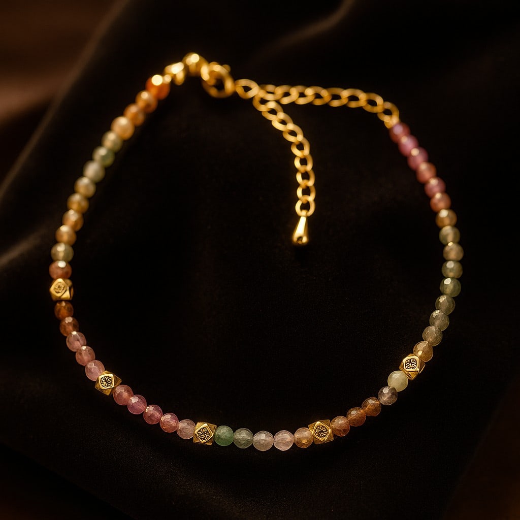 Natural Multi Tourmaline Micro Faceted Beads Bracelet (1 of 9)