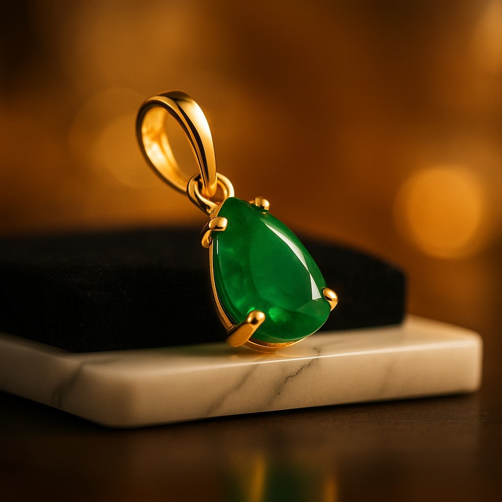 NATURAL EMERALD GEMSTONE 14KT YELLOW GOLD HANDMADE PENDANT JEWELRY: NATURAL EMERALD GEMSTONE 14KT YELLOW GOLD HANDMADE PENDANT JEWELRY GEMSTONE : EMERALD STONE SHAPE : PEAR STONE SIZE : 6X8 MM STONE WEIGHT : 0.95 CTS METAL : YELLOW GOLD METAL PURITY : 14 KT<