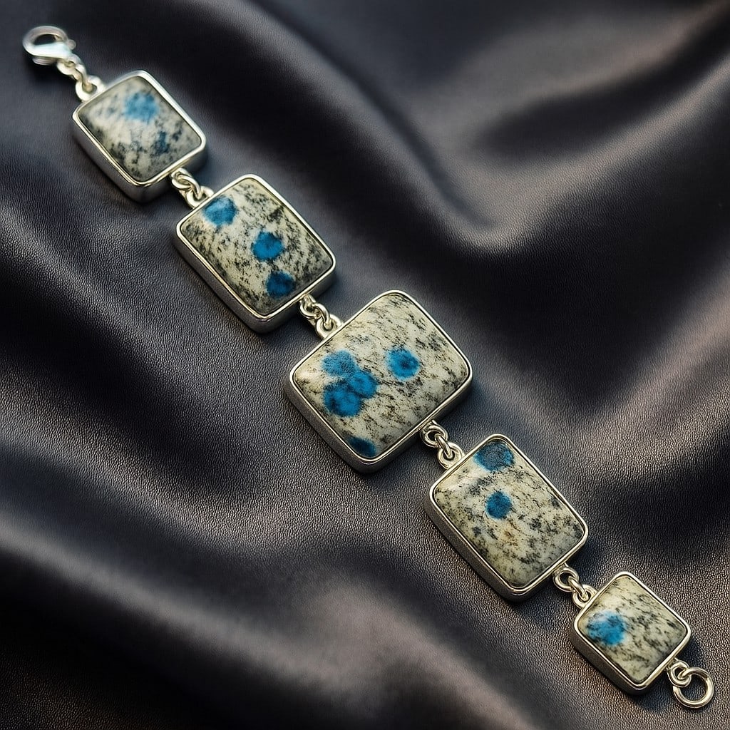 K2 JASPER 92.5 STERLING SILVER BRACELET: K2 JASPER 92.5 STERLING SILVER BRACELET Product Type : BRACELET Main Stone : K2 JASPER Main Stone Shape : MIX Main Stone Size : MIX MM Main Stone Color : MULTICOLOR Metal : STERLING SILVER Metal Purit