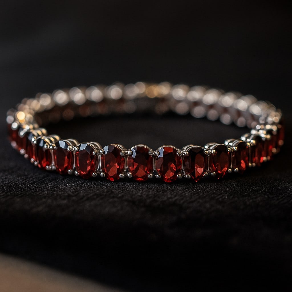 GARNET 92.5 STERLING SILVER TENNIS BRACELET (1 of 6)