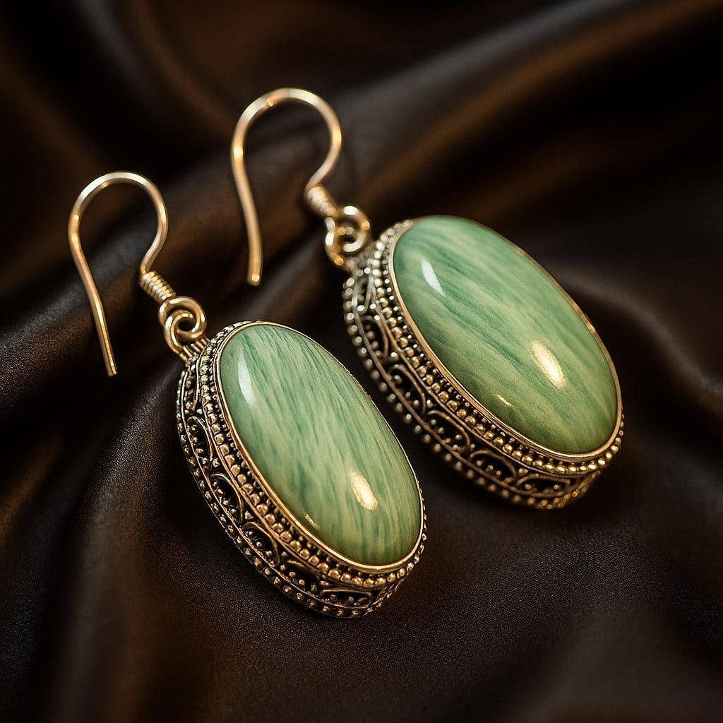 AMAZONITE GEMSTONE 92.5 STERLING SILVER EARRING (1 of 4)