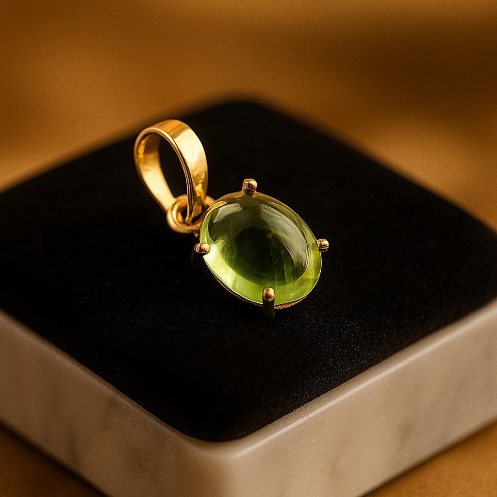 NATURAL PERIDOT GEMSTONE 14KT YELLOW GOLD HANDMADE PENDANT JEWELRY: NATURAL PERIDOT GEMSTONE 14KT YELLOW GOLD HANDMADE PENDANT JEWELRY GEMSTONE : PERIDOT STONE SHAPE : OVAL STONE SIZE : 7X5 MM STONE WEIGHT : 0.95 CTS METAL : YELLOW GOLD METAL PURITY : 14 KT<
