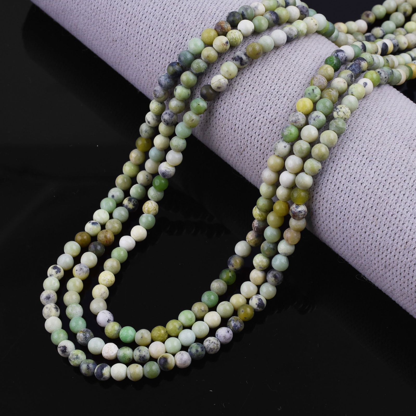 Natural Chrysoprase Necklace 4 MM Round Smooth 3 String Beads Gemstone (1 of 5)