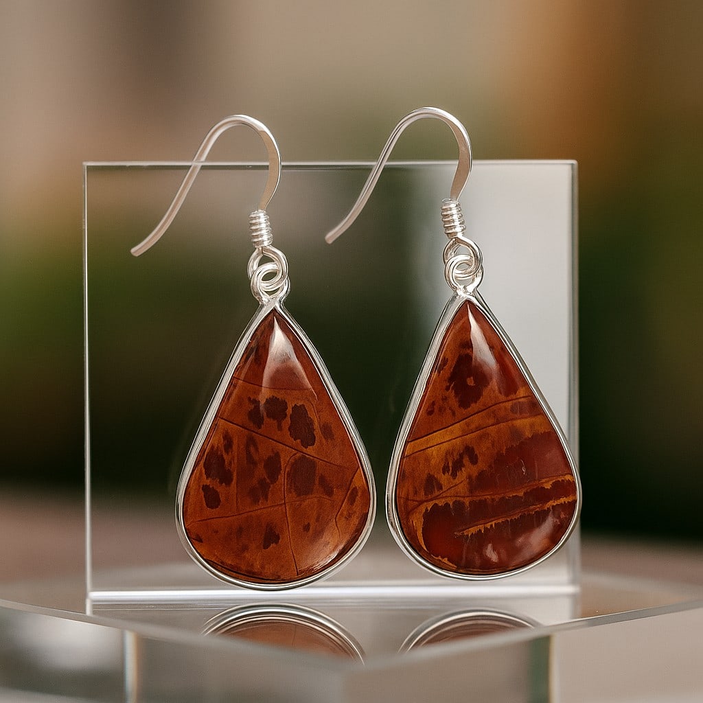 NOREENA JASPER 92.5 STERLING SILVER EARRING: NOREENA JASPER 92.5 STERLING SILVER EARRING Product Type : EARRING Main Stone : NOREENA JASPER Main Stone Shape : PEAR Main Stone Size : 25X19 MM Main Stone Color : MULTICOLOR Metal : STERLING SILVER