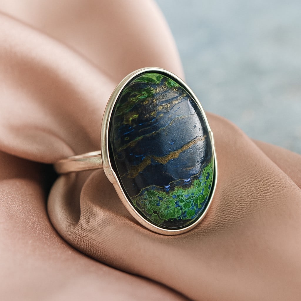 AZURITE MALACHITE 925 STERLING SILVER RING (1 of 3)