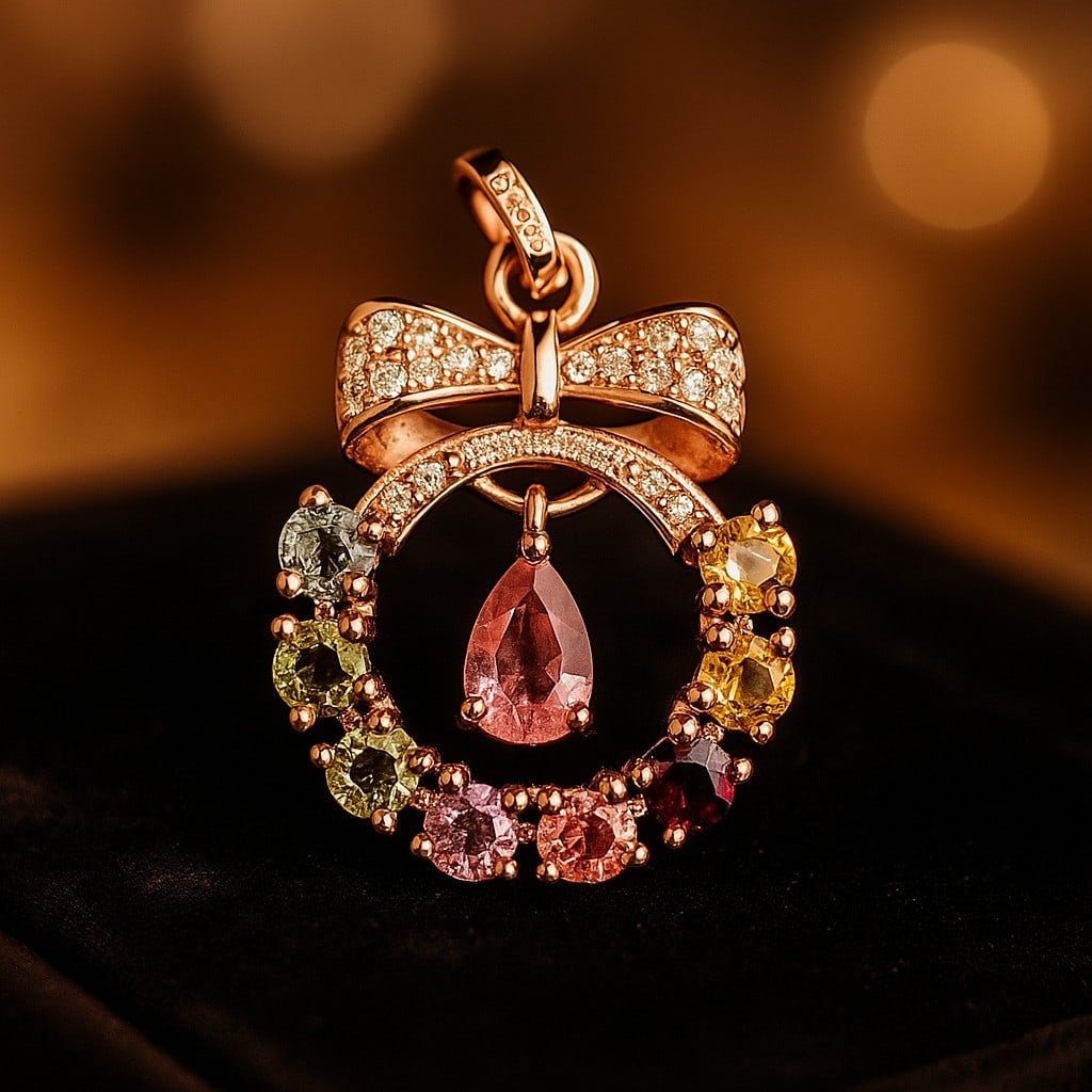 Natural Multi Tourmaline 925 Sterling Silver Pendant (1 of 4)