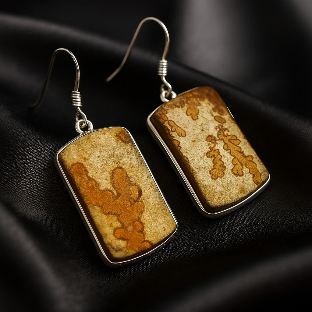 PSILOMELANE DENDRITE 92.5 STERLING SILVER EARRING (1 of 4)