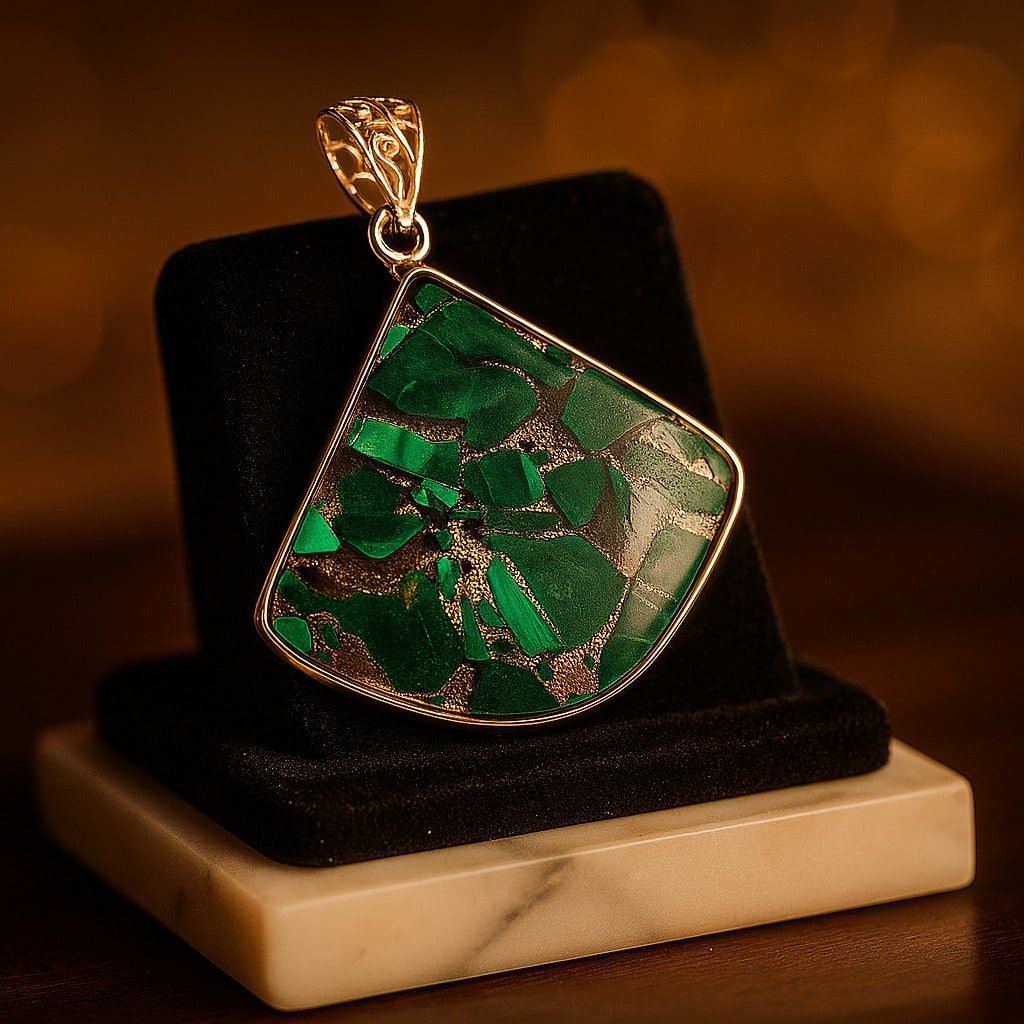 COPPER MALACHITE 925 STERLING SILVER PENDANT (1 of 4)