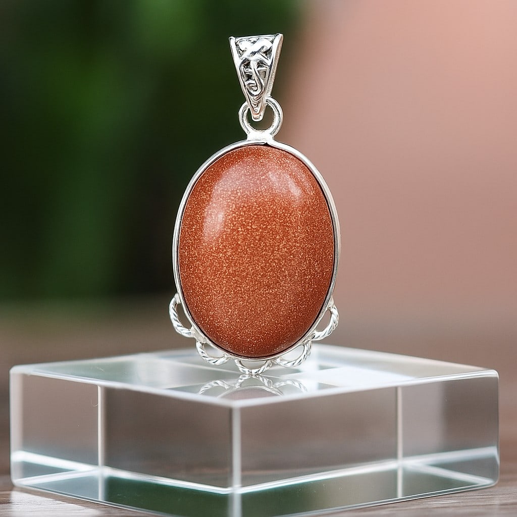 SAND STONE 92.5 STERLING SILVER PENDANT: SAND STONE 92.5 STERLING SILVER PENDANT Product Type : PENDANT Main Stone : SAND STONE Main Stone Color : BROWN Metal : STERLING SILVER Metal Purity : 925 Pendant Size : 1.1" Inches Pendant Weight : 9