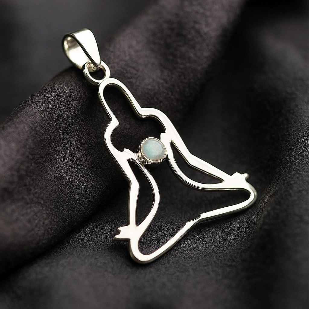YOGA POSTURE OPAL 925 STERLING SILVER PENDANT (1 of 4)