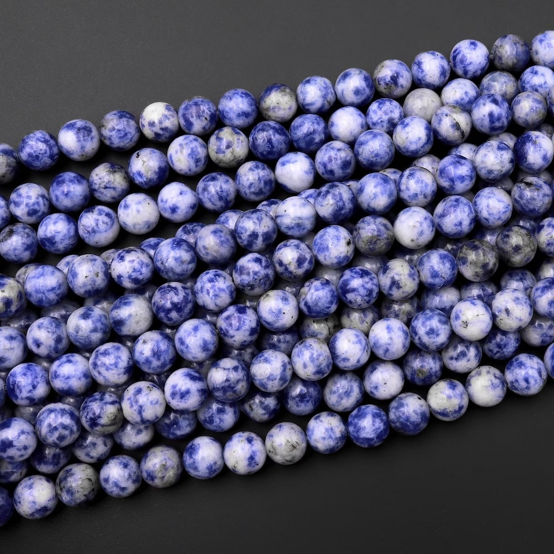 Natural White Spot Sodalite Gemstone 8 mm Round Smooth Plain Beads 10 Strand: Natural White Spot Sodalite Gemstone 8 mm Round Smooth Plain Beads 10 Strand Product Type : Loose Beads Strand Gemstone : White Spot Sodalite Beads Shape : Round Smooth Plain Beads Size : 8 mm