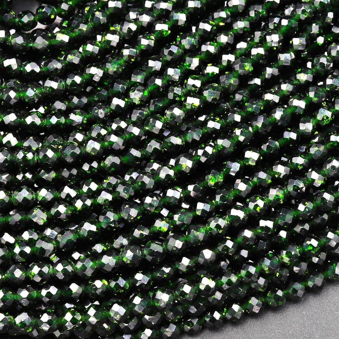 Natural Green Goldstone Sandstone Gemstone 2 mm Round Micro Faceted Beads 10 Strand (1 of 5)