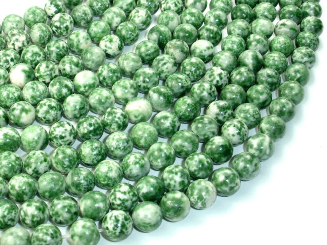 Natural Green Spot Jasper Gemstone 6 mm Round Smooth Plain Beads 10 Strand: Natural Green Spot Jasper Gemstone 6 mm Round Smooth Plain Beads 10 Strand Product Type : Loose Beads Strand Gemstone : Green Spot Jasper Beads Shape : Round Smooth Plain Beads Size : 6 mm Qua
