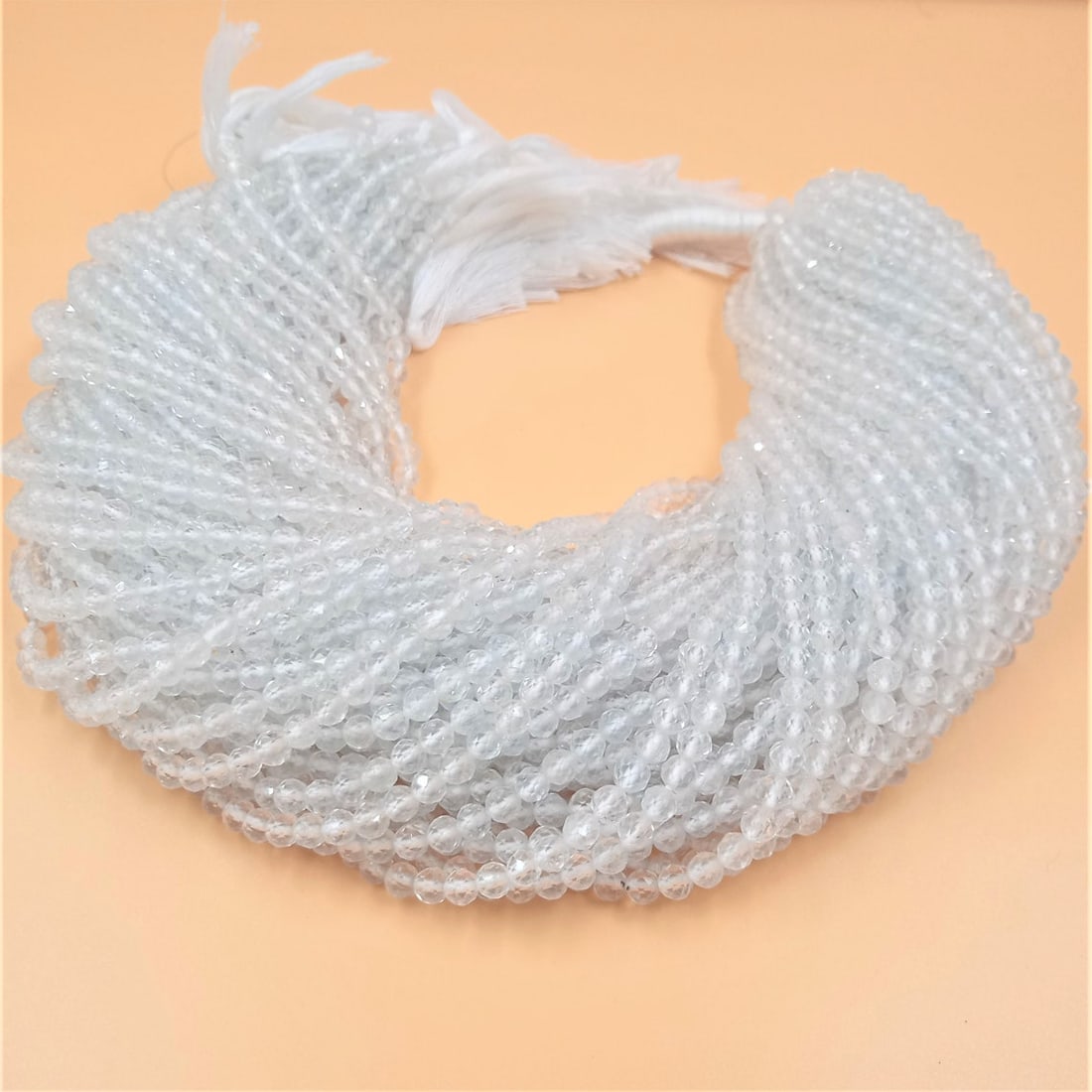 Natural White Topaz Gemstone 2 mm Round Micro Faceted Beads 10 Strand (1 of 6)