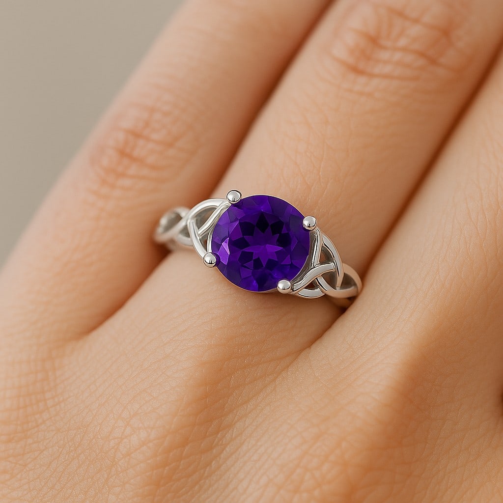 Natural Amethyst Gemstone 92.5 Sterling Silver Ring - 3